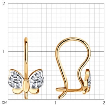 Серьги SOKOLOV 026865 вес 1.07 г золото, фианит купить,104000
