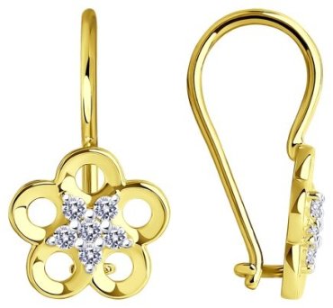 Серьги Diamant 53-120-01536-1 вес 1.21 г золото, фианит купить,108591