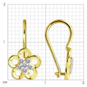Серьги Diamant 53-120-01536-1 вес 1.21 г золото, фианит купить,108591