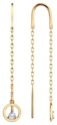 Серьги-цепочки Diamant 51-123-00729-1 вес 1.15 г золото, фианит купить,NaN