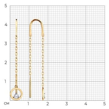 Серьги-цепочки Diamant 51-123-00729-1 вес 1.15 г золото, фианит купить,NaN
