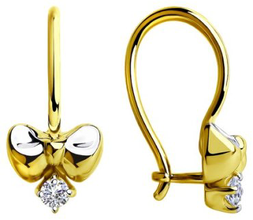 Серьги Diamant 53-120-00395-1_s вес 1.25 г золото, фианит купить,127138