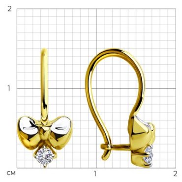 Серьги Diamant 53-120-00395-1_s вес 1.25 г золото, фианит купить,127138