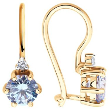 Серьги Diamant 51-120-02810-1_s вес 1.62 г золото, фианит купить,164145