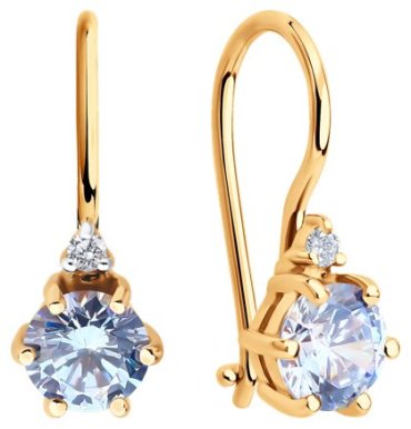 Серьги Diamant 51-120-02810-1_s вес 1.62 г золото, фианит купить,164145