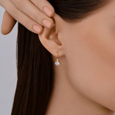 Серьги Diamant 51-120-02810-1_s вес 1.62 г золото, фианит купить,164145
