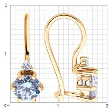 Серьги Diamant 51-120-02810-1_s вес 1.62 г золото, фианит купить,164145