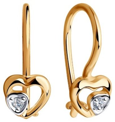 Серьги Diamant 51-120-00712-1 вес 0.86 г золото, фианит купить,68798