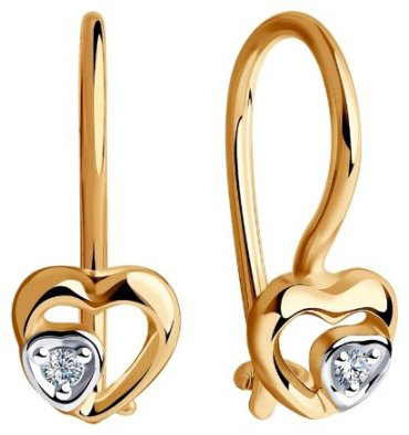 Серьги Diamant 51-120-00712-1 вес 0.86 г золото, фианит купить,68798