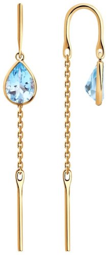 Серьги-цепочки SOKOLOV 727513 вес 1.19 г золото, топаз купить,110192