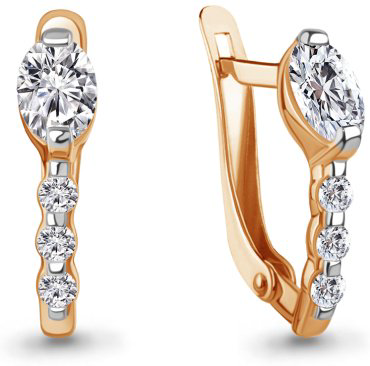 Серьги AQUAMARINE 400202А.6 вес 1.92 г серебро, фианит купить,16483