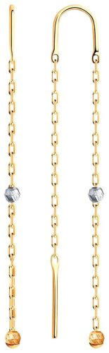Серьги-цепочки Diamant 51-123-01165-1 вес 0.98 г золото, без вставок купить,94765