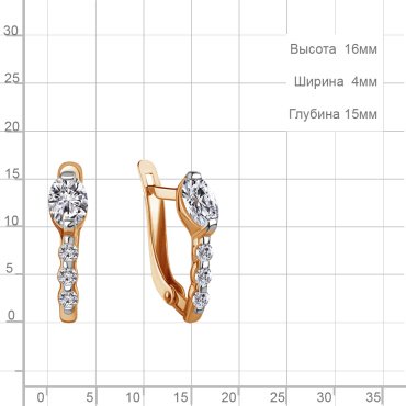 Серьги AQUAMARINE 400202А.6 вес 1.92 г серебро, фианит купить,16483