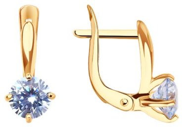 Серьги Diamant 51-120-02784-1_s вес 1.61 г золото, фианит купить,140399