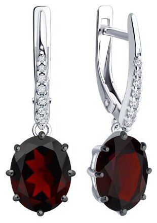 Серьги Diamant 94-321-02054-2_s вес 3.85 г серебро, фианит, гранат купить,54873