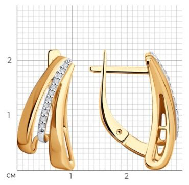 Серьги Diamant 93-220-01745-1 вес 3.48 г серебро, бриллиант купить,58575