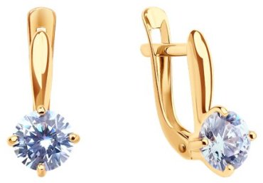 Серьги Diamant 51-120-02784-1_s вес 1.61 г золото, фианит купить,140399