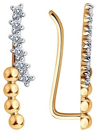Серьги Diamant 51-120-01633-1 вес 1.41 г золото, фианит купить,98699