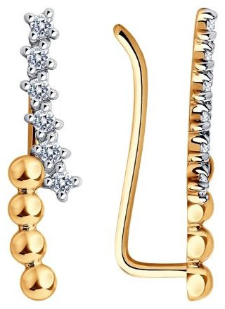 Серьги Diamant 51-120-01633-1 вес 1.41 г золото, фианит купить,98699