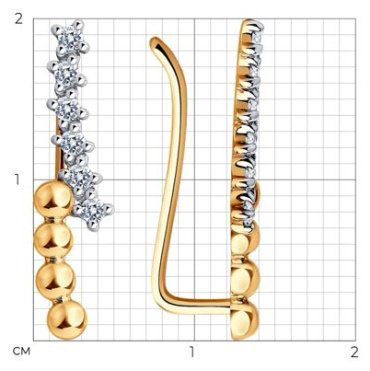 Серьги Diamant 51-120-01633-1 вес 1.41 г золото, фианит купить,98699