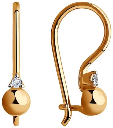 Серьги Diamant 51-120-00511-1 вес 1.25 г золото, фианит купить,89999