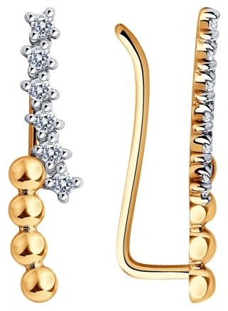 Серьги Diamant 51-120-01633-1 вес 1.41 г золото, фианит купить,98699
