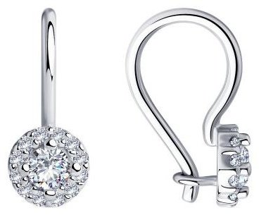 Серьги Diamant 94-120-00670-1 вес 1.16 г серебро, фианит купить,11081