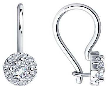 Серьги Diamant 94-120-00670-1 вес 1.16 г серебро, фианит купить,11081