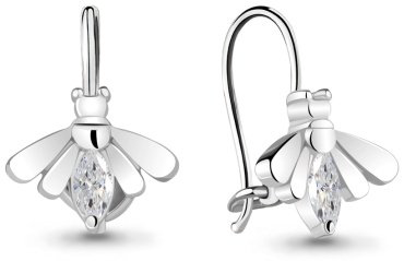 Серьги AQUAMARINE 48919 вес 1 г серебро, фианит купить,11774