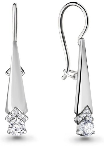 Серьги AQUAMARINE 46813А вес 2 г серебро, фианит купить,19137