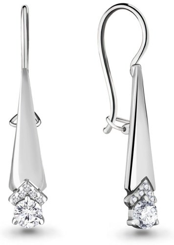 Серьги AQUAMARINE 46813А вес 2 г серебро, фианит купить,19137