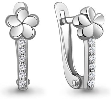 Серьги AQUAMARINE 400269А вес 1.6 г серебро, фианит купить,25855