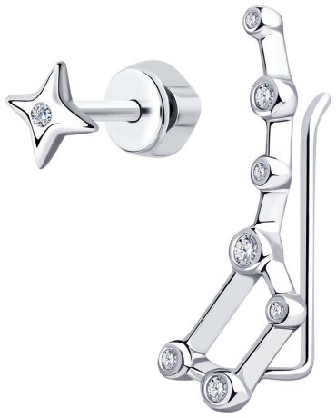Серьги SOKOLOV 94023791 вес 1.3 г серебро, фианит купить,NaN