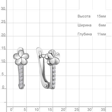 Серьги AQUAMARINE 400269А вес 1.6 г серебро, фианит купить,25855