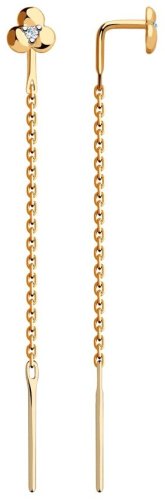 Серьги-цепочки Diamant 51-123-00370-1 вес 0.84 золото, фианит купить,73919