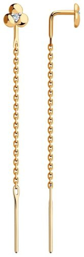 Серьги-цепочки Diamant 51-123-00370-1 вес 0.84 золото, фианит купить,73919
