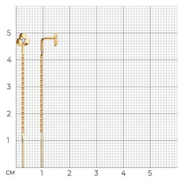 Серьги-цепочки Diamant 51-123-00370-1 вес 0.84 золото, фианит купить,73919