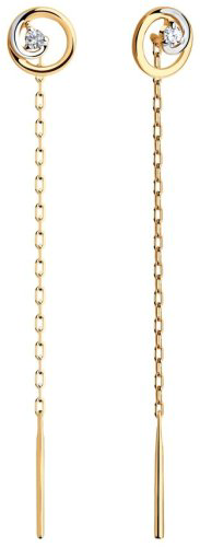 Серьги-цепочки Diamant 51-123-00731-1 вес 0.94 золото, фианит купить,NaN