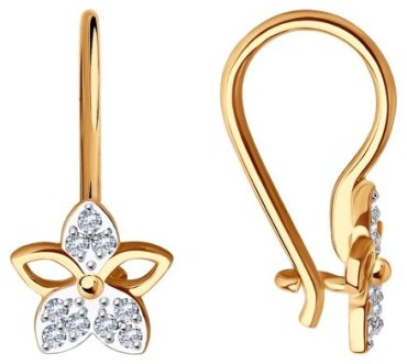 Серьги Diamant 51-120-01485-1 вес 1.1 г золото, фианит купить,82359