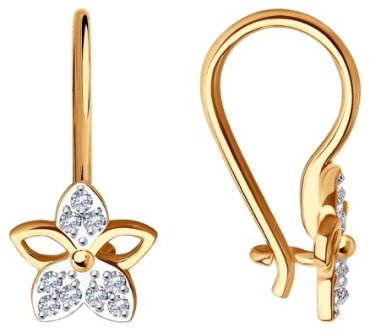 Серьги Diamant 51-120-01485-1 вес 1.1 г золото, фианит купить,82359