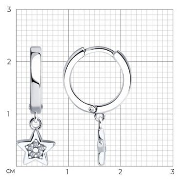 Серьги Diamant 94-121-02631-1 вес 2.26 г серебро, фианит купить,16416
