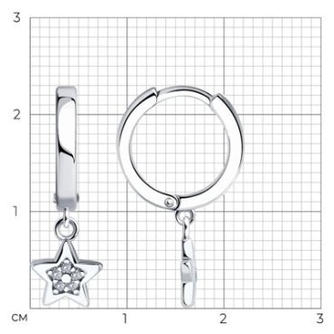 Серьги Diamant 94-121-02631-1 вес 2.26 г серебро, фианит купить,16416