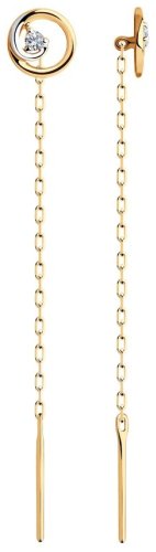Серьги-цепочки Diamant 51-123-00731-1 вес 0.94 золото, фианит купить,NaN