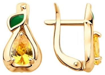 Серьги Diamant 51-120-02813-1_s вес 1.91 г золото, фианит, эмаль купить,167286