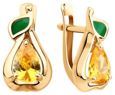 Серьги Diamant 51-120-02813-1_s вес 1.91 г золото, фианит, эмаль купить,167286