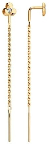 Серьги-цепочки Diamant 51-123-00370-1 вес 0.84 г золото, фианит купить,82705