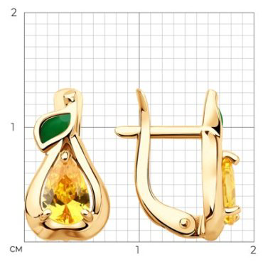 Серьги Diamant 51-120-02813-1_s вес 1.91 г золото, фианит, эмаль купить,167286