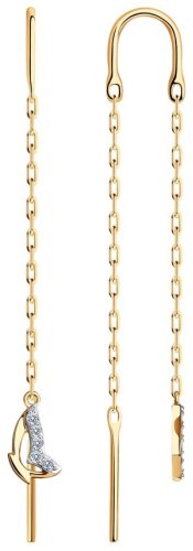 Серьги-цепочки SOKOLOV 029529 вес 1.17 г золото, фианит купить,NaN