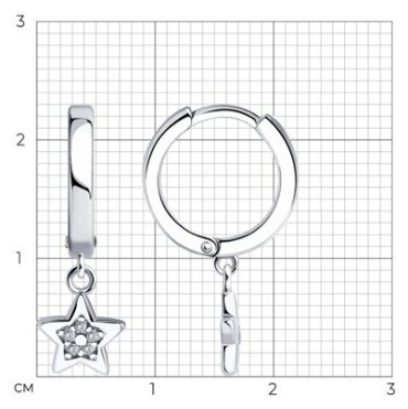 Серьги Diamant 94-121-02631-1 вес 2.25 г серебро, фианит купить,14181