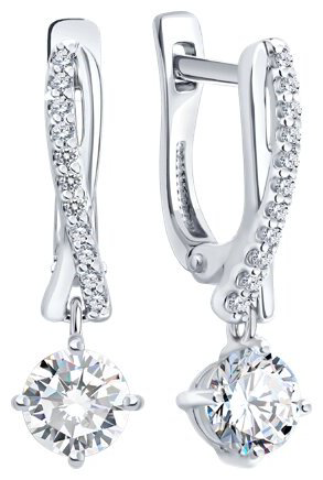 Серьги Diamant 94-121-00043-1 вес 2.22 г серебро, фианит купить,13719